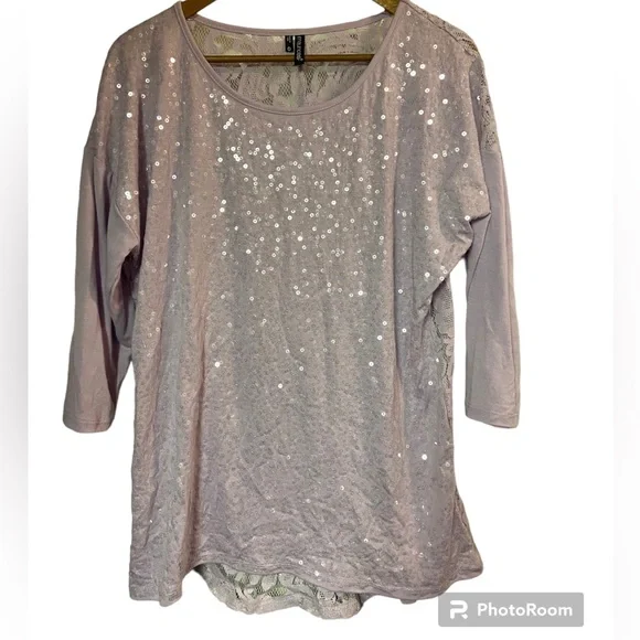Maurices Tops Maurices Sequined Lace Pastel Purple Top Ladies